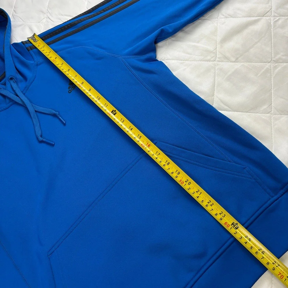 Adidas Climawarm‎ Hoodie Men's Medium Royal Blue Black 3 Stripe Pullover